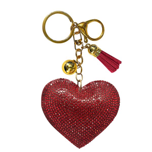 Red Heart Crystal Bling Keychain