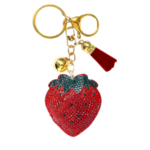 Strawberry Crystal Bling Keychains