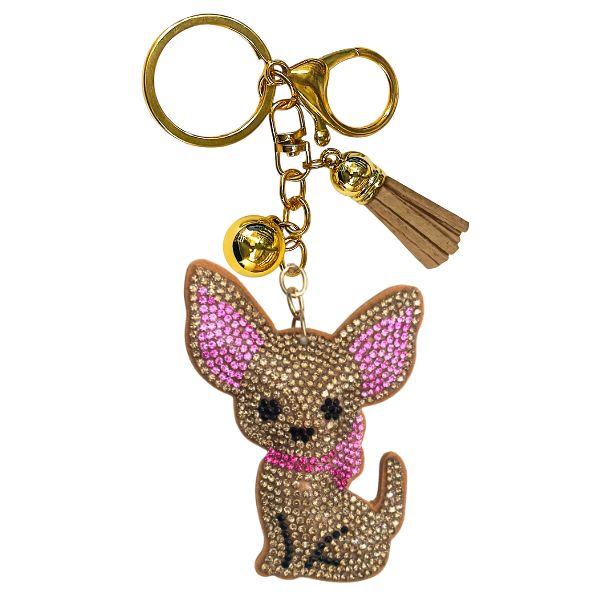 Chihuahua Crystal Bling Keychain