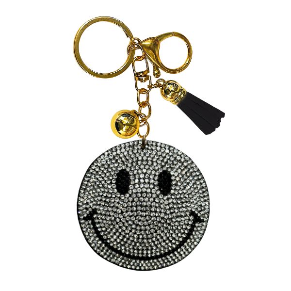 Happy Face Crystal Bling Keychain