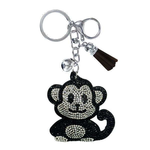 Monkey Crystal Bling Keychain