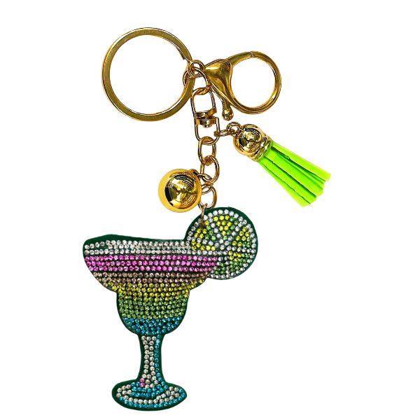 Cocktail Drink Crystal Bling Keychain