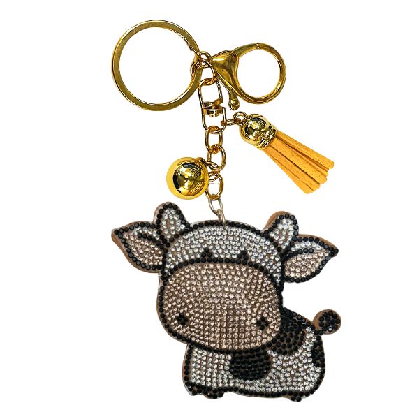Cow Crystal Bling Keychain