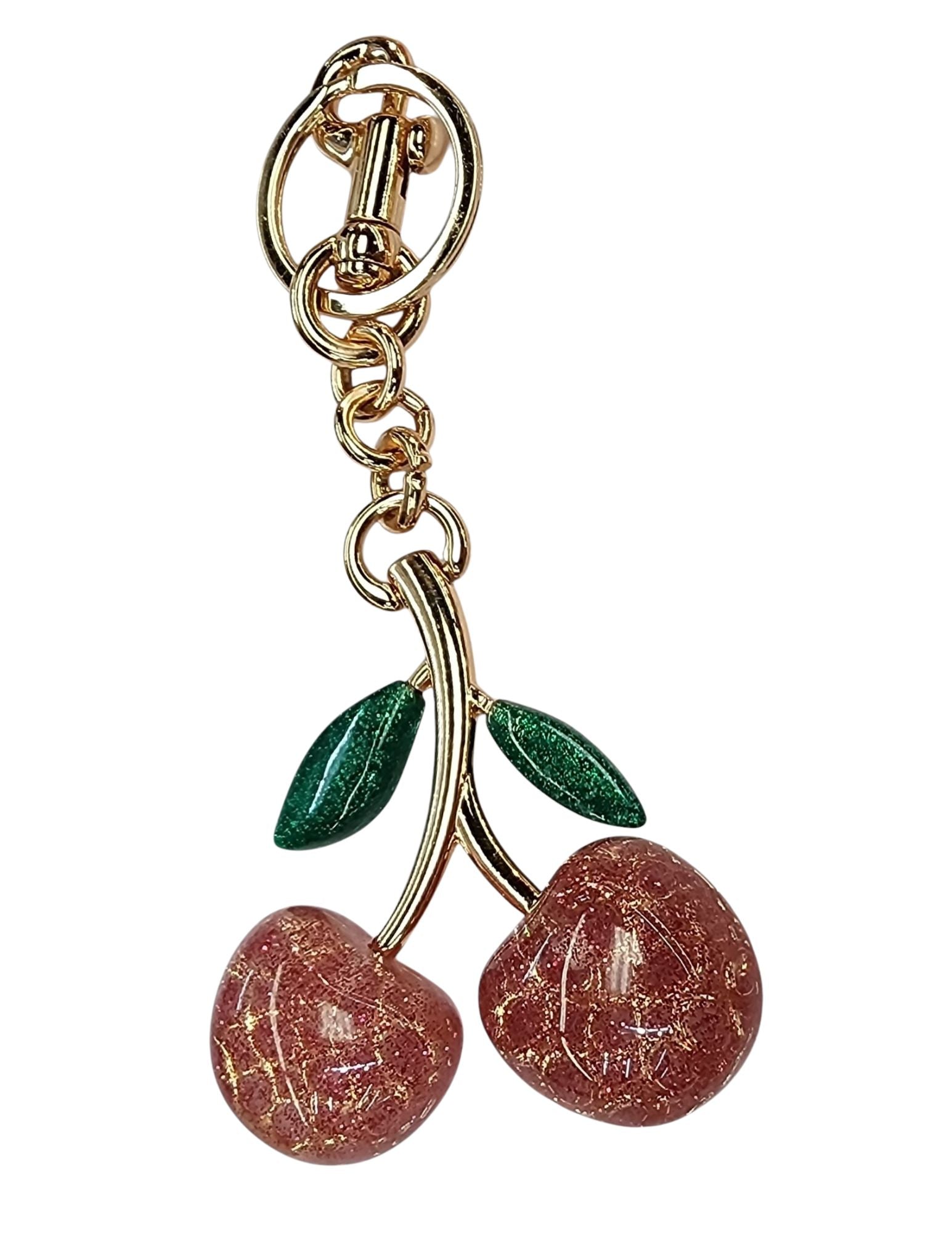 Dark Pink Cherry Bag Charm and Keychain
